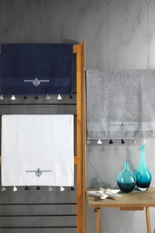 Cotton Box Fit V2 50x90 3'lü Havlu Seti Lacivert/Beyaz/Gri