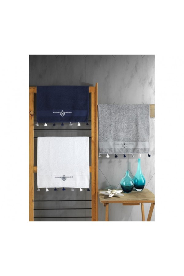 Cotton Box Fit V2 50x90 3'lü Havlu Seti Lacivert/Beyaz/Gri