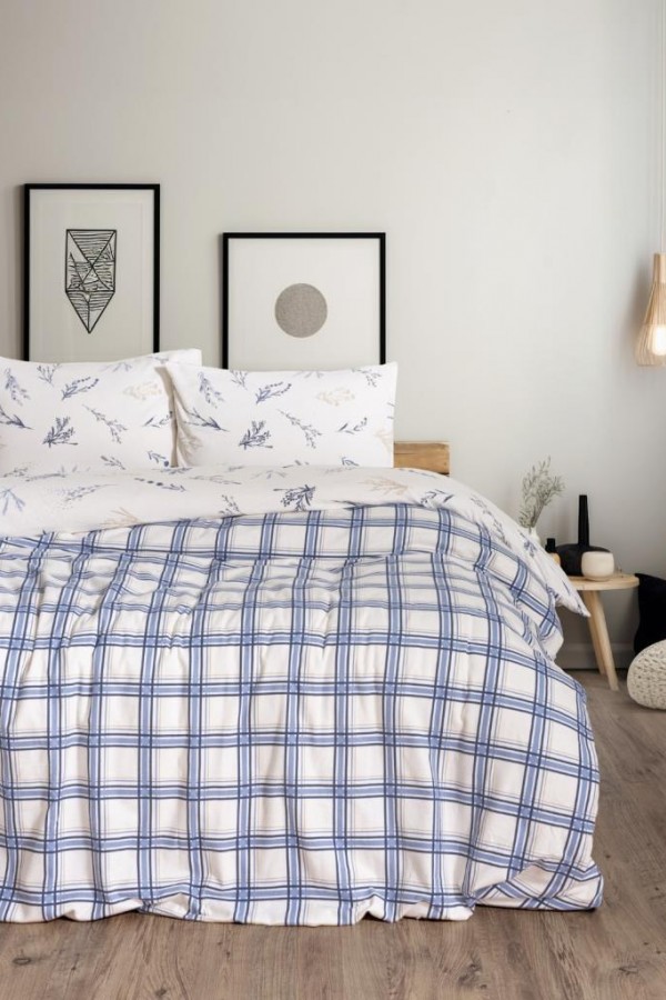 Cotton Box Flanel Nevresim Takımı Çift Kişilik Lavanid Mavi Cotton Box Flanel Nevresim Takımı Çift Kişilik Lavanid Mavi