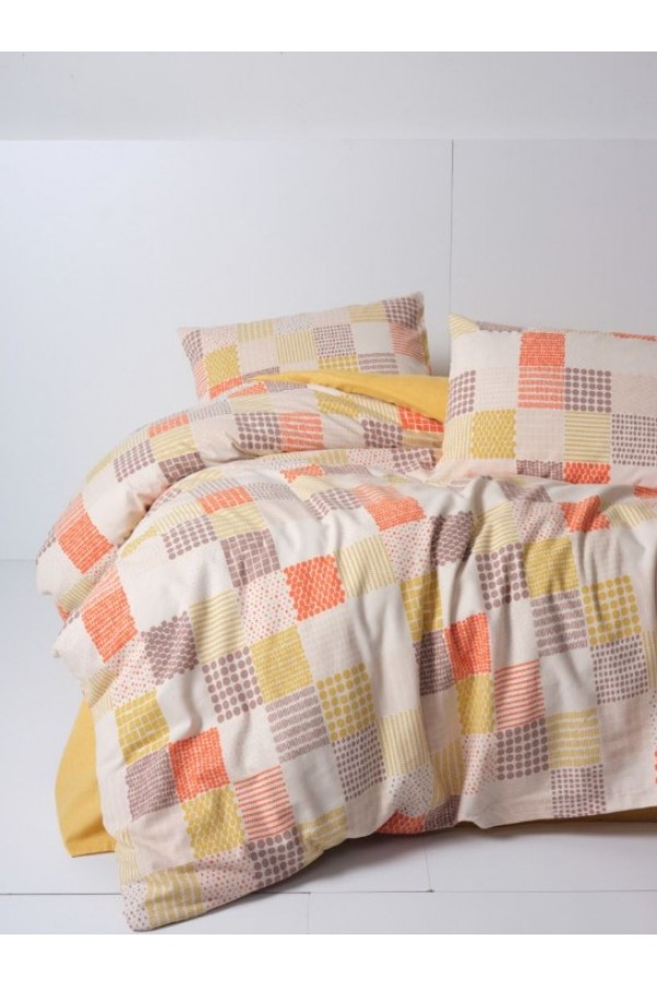 Cotton Box Flanel Nevresim Takımı Çift Kişilik Palm Hardal