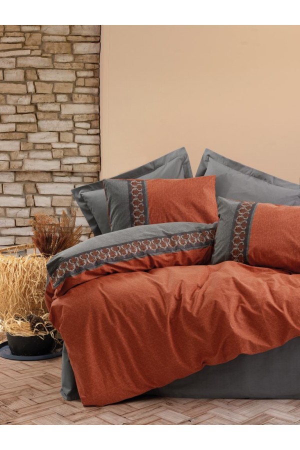 Cotton Box Folk Art Çift Kişilik Nevresim Takımı Tamaya Kiremit