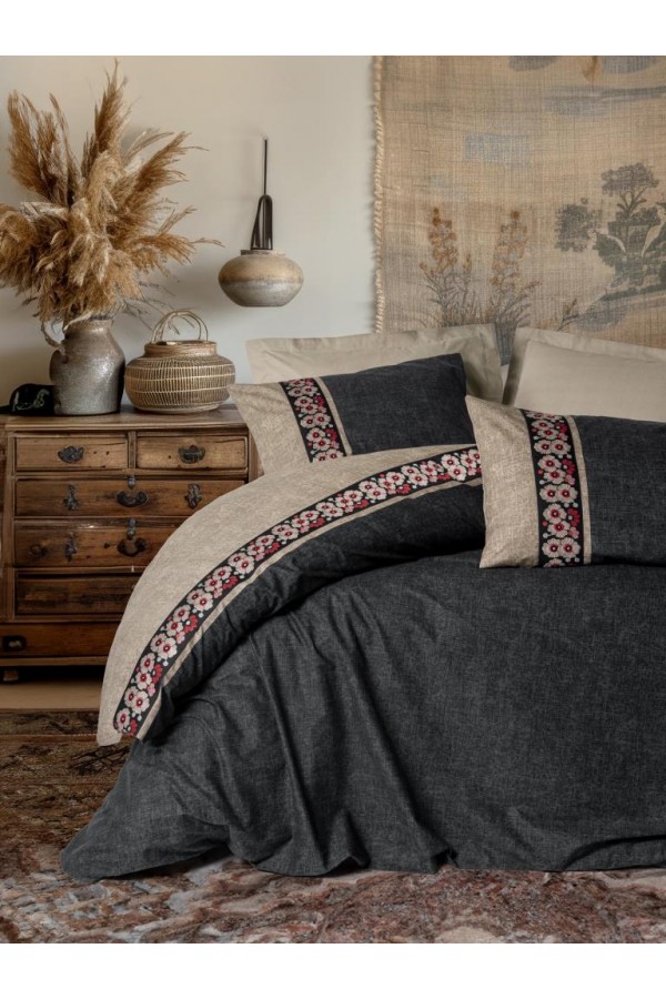 Cotton Box Folk Art Çift Kişilik Nevresim Takımı Yamka Bej 8680108078266