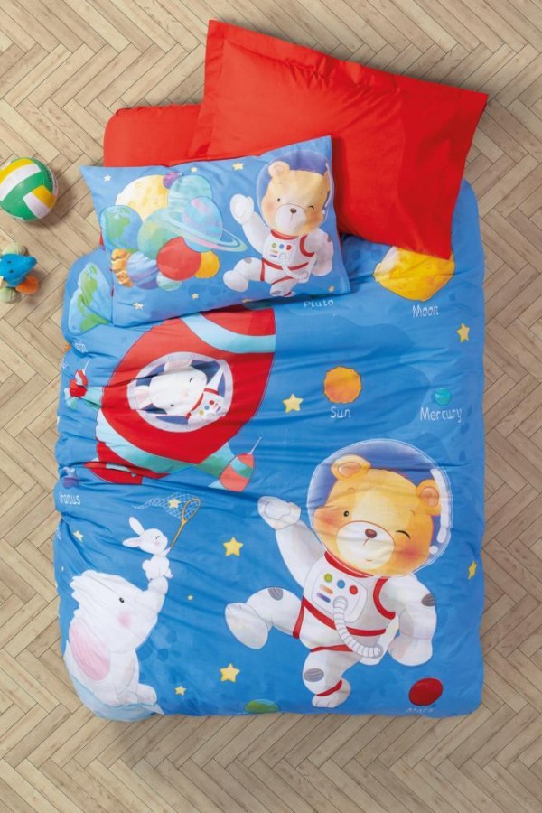 Cotton Box Genç Ranforce Nevresim Takımı Tek Kişilik Planet Mavi