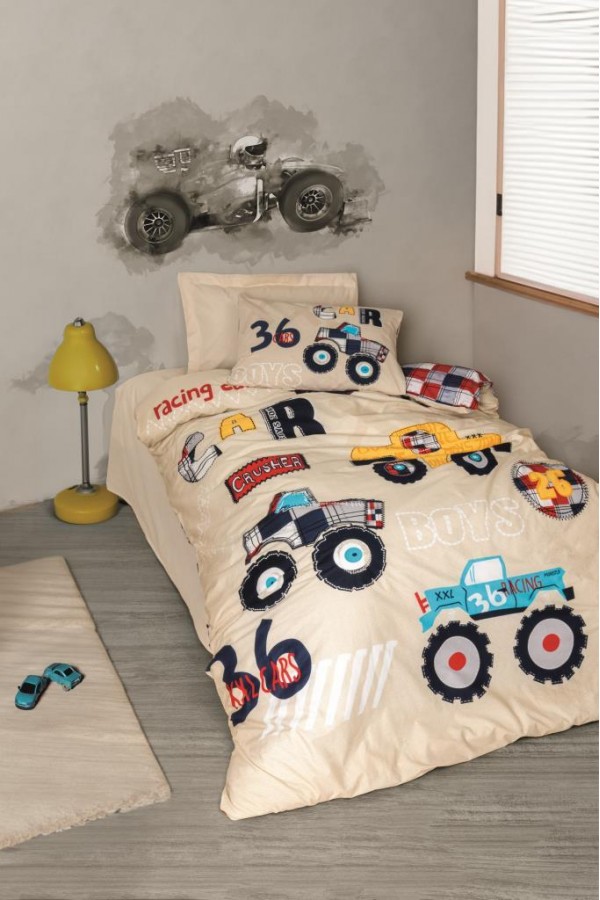 Cotton Box Genç Ranforce Nevresim Takımı Tek Kişilik Cars Bej