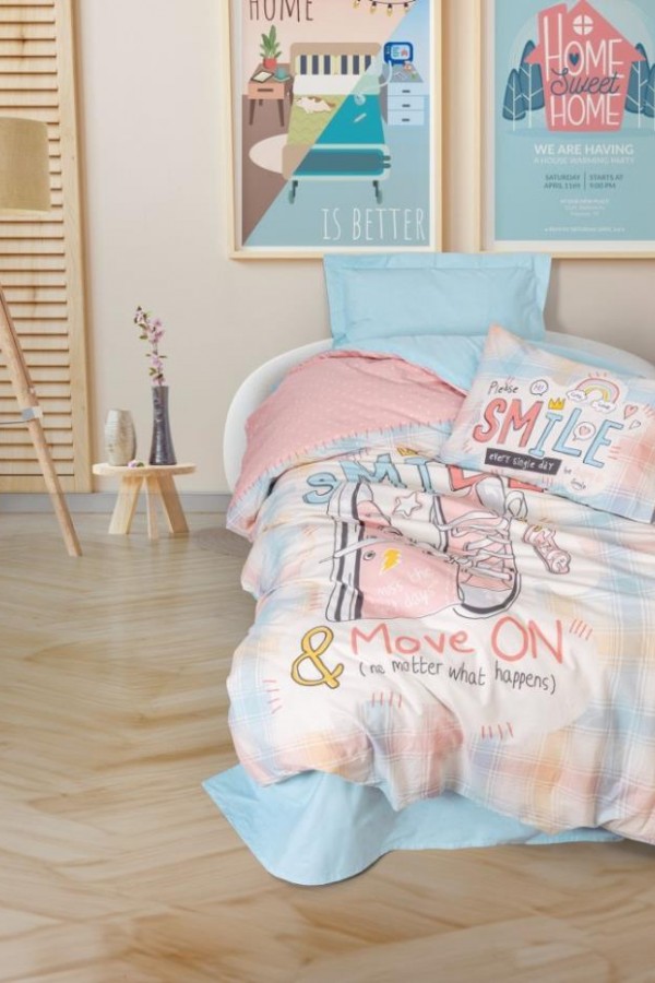 Cotton Box Genç Ranforce Nevresim Takımı Tek Kişilik Smile Mint