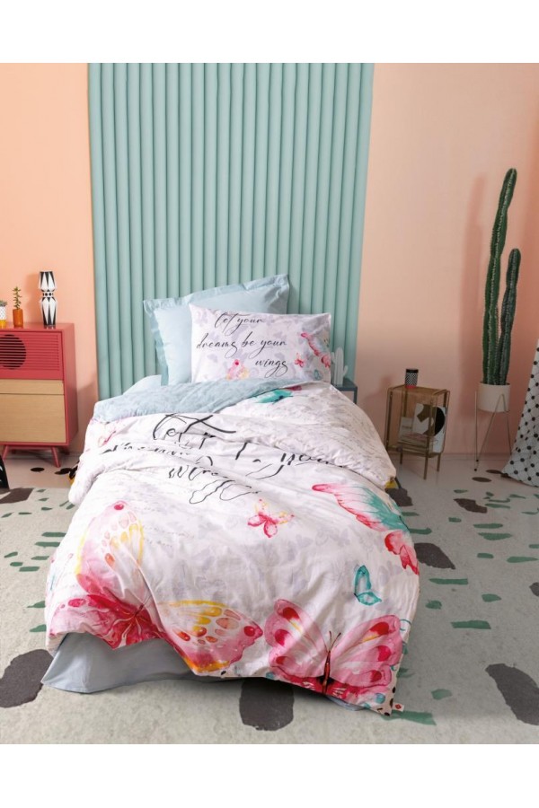 Cotton Box Genç Ranforce Nevresim Takımı Tek Kişilik Wings Mint