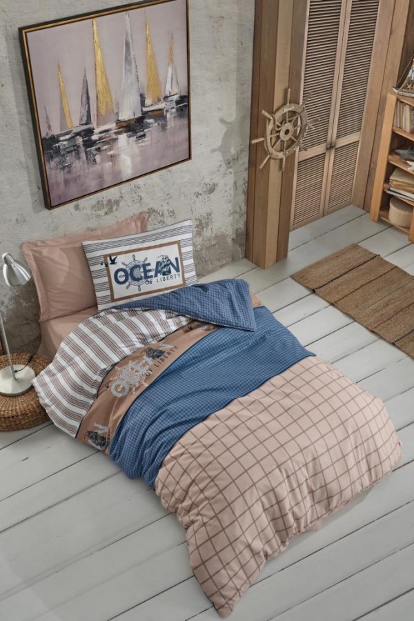 Cotton Box Genç Ranforce Nevresim Takımı Tek Kişilik Ocean Lacivert