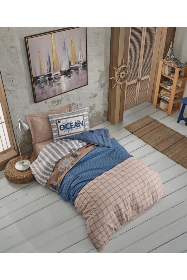 Cotton Box Genç Ranforce Nevresim Takımı Tek Kişilik Ocean Lacivert