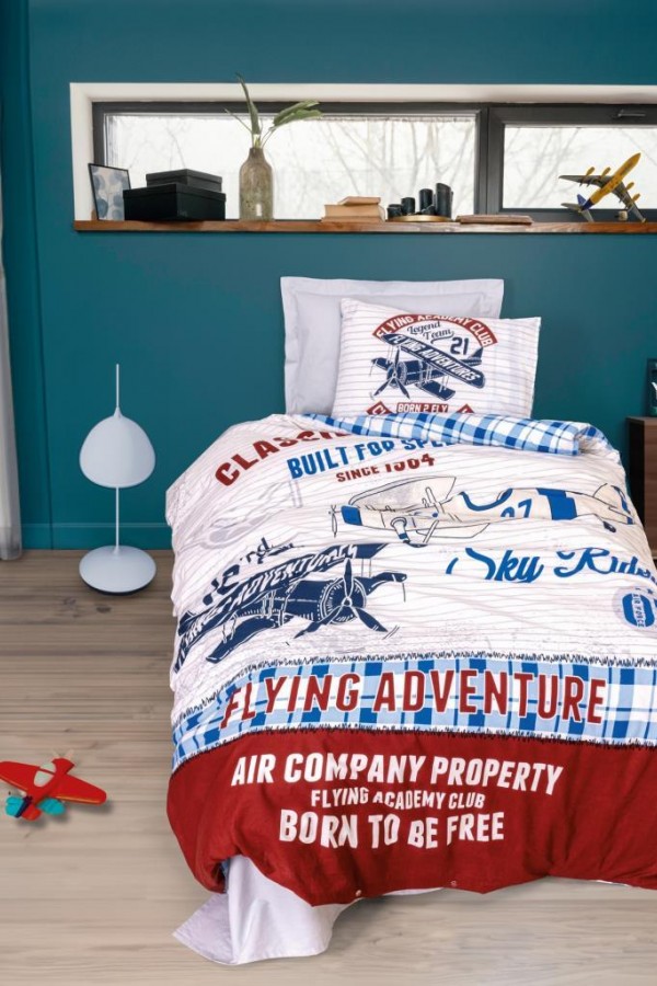 Cotton Box Genç Ranforce Nevresim Takımı Tek Kişilik Flying Gri