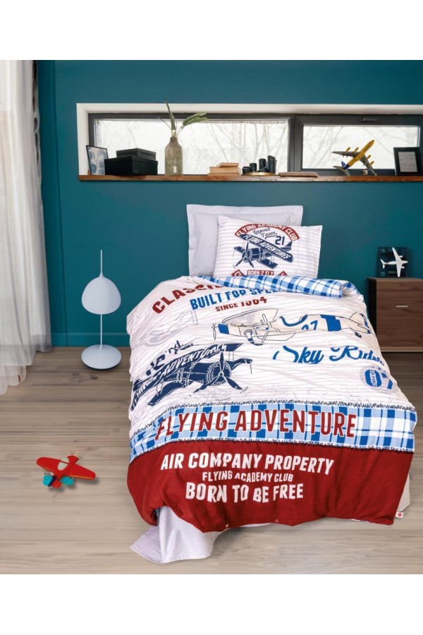 Cotton Box Genç Ranforce Nevresim Takımı Tek Kişilik Flying Gri