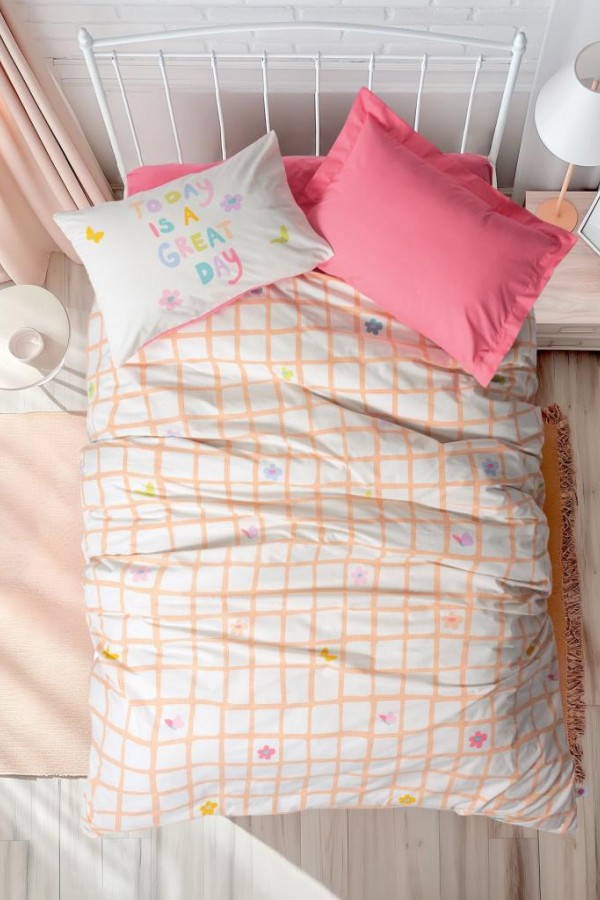 Cotton Box Genç Ranforce Nevresim Takımı Tek Kişilik Jours Pembe