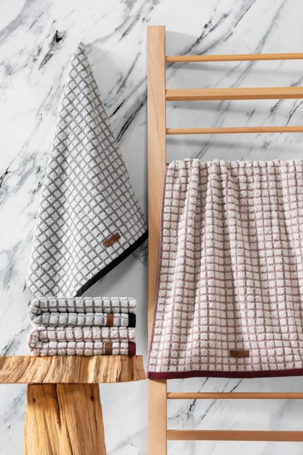 Cotton Box Jakarlı 50x90 4'lü Havlu Seti Nature Bordo Siyah