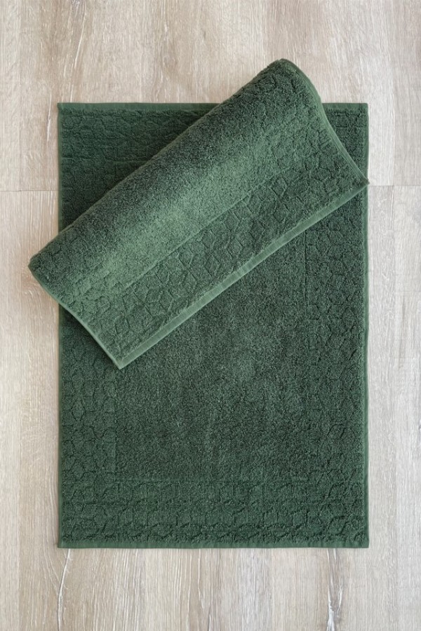 Cotton Box Jakarlı Paspas Seti Karo Haki 2li 50x70 8680108062043