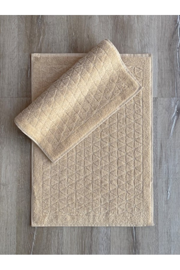 Cotton Box Jakarlı Paspas Seti Üçgen Bej 2li 50x70 8680108062036