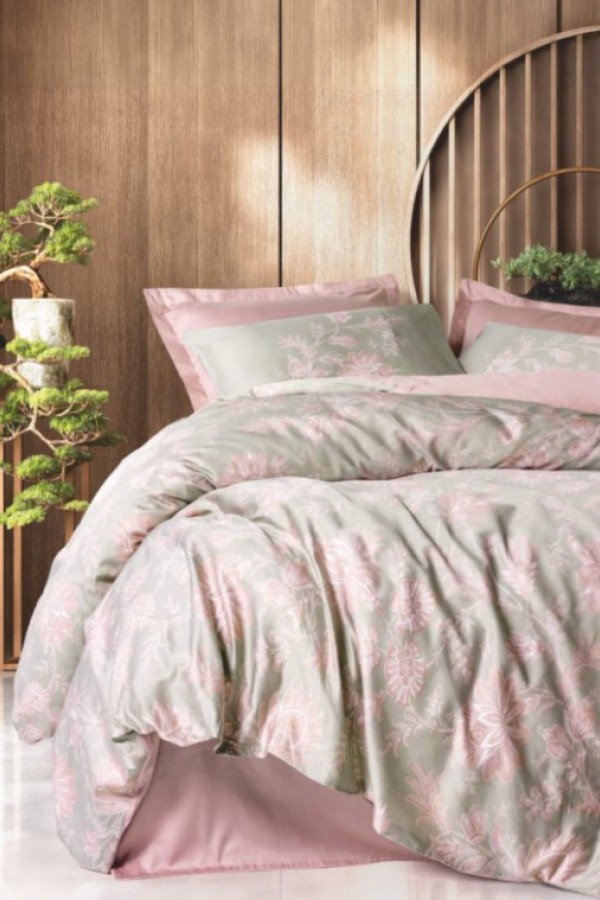 Cotton Box Betula Pudra Saten Nevresim Takımı Çift Kişilik