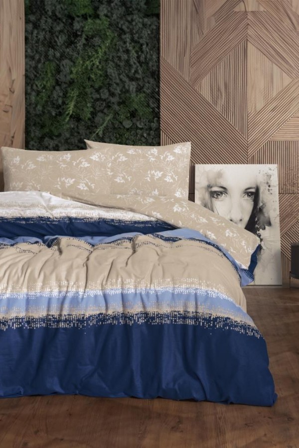 Cotton Box Flanel Nevresim Takımı Çift Kişilik Blueline Lacivert
