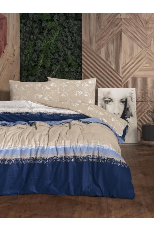 Cotton Box Flanel Nevresim Takımı Çift Kişilik Blueline Lacivert