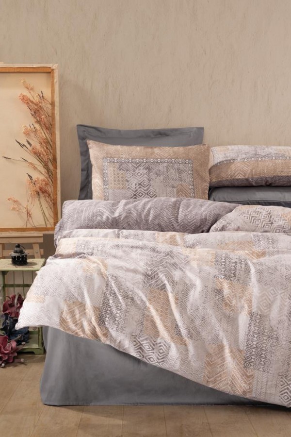 Cotton Box Çift Kişilik Saten Nevresim Takımı Amentes Gri
