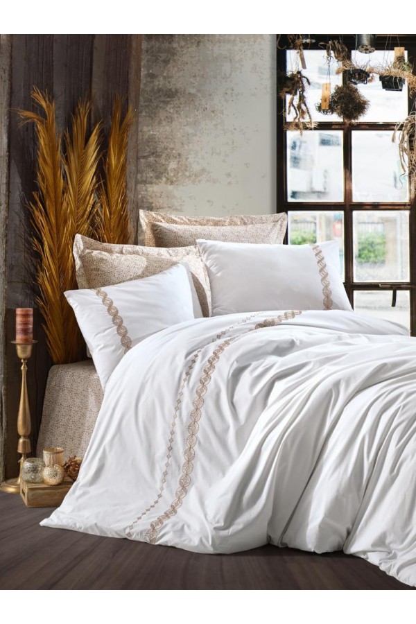 Cotton Box Majestic Seri Çift Kişilik Nevresim Takımı İnes bej Cotton Box Majestic Seri Çift Kişilik Nevresim Takımı İnes bej