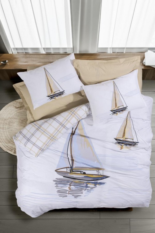 Cotton Box Maritime Nevresim Takımı Çift Kişilik Wind Bej Cotton Box Maritime Nevresim Takımı Çift Kişilik Wind Bej