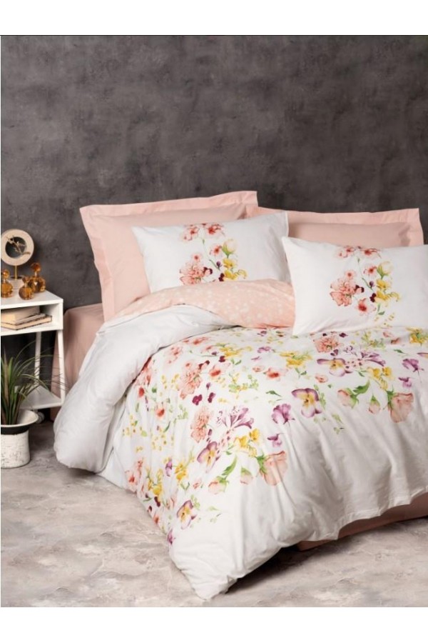 Cotton Box Modeline Tek Kişilik Nevresim Takımı Emma Somon Cotton Box Modeline Tek Kişilik Nevresim Takımı Emma Somon