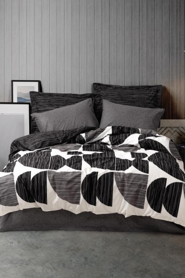 Cotton Box Modern Çift Kişilik Nevresim Takımı Niko Antrasit Cotton Box Modern Çift Kişilik Nevresim Takımı Niko Antrasit
