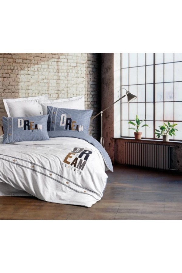 Cotton Box Mood Nakışlı Ranforce Çift Kişilik Nevresim Takımı Forever Gri 8680108071144