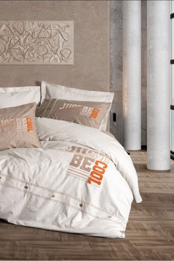 Cotton Box Mood Nakışlı Ranforce Çift Kişilik Nevresim Takımı Cool Kahve 8680108071168