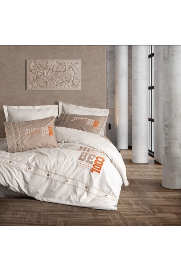 Cotton Box Mood Nakışlı Ranforce Çift Kişilik Nevresim Takımı Cool Kahve 8680108071168