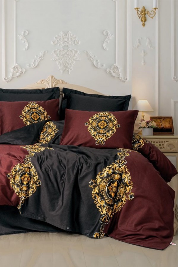 Cotton Box Palace Saten Çift Kişilik Nevresim Takımı Ebren Antrasit