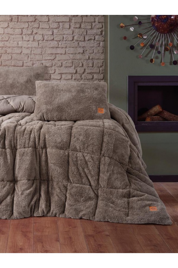 Cotton Box Peluş Çift Kişilik Yorgan Seti Bej