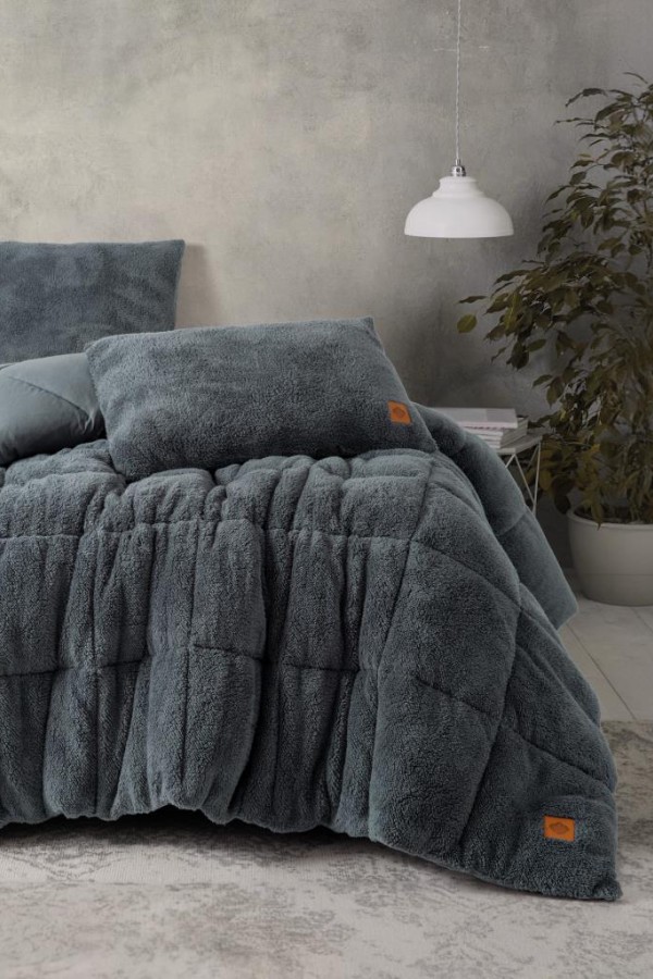 Cotton Box Peluş Çift Kişilik Yorgan Seti Gri Cotton Box Peluş Çift Kişilik Yorgan Seti Gri