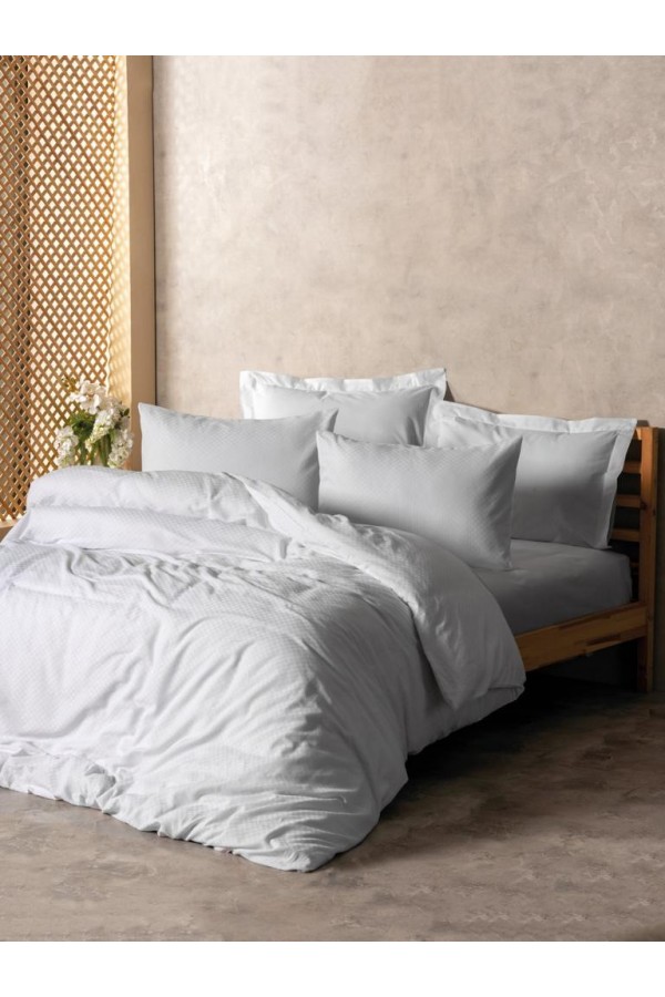 Cotton Box Plain Plaid Çift Kişilik Nevresim Takımı Beyaz Cotton Box Plain Plaid Çift Kişilik Nevresim Takımı Beyaz