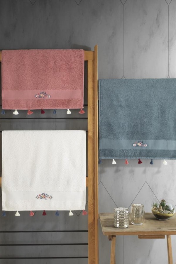Cotton Box Fit V3 50x90 3'lü Havlu Seti Nar/Krem/Mavi