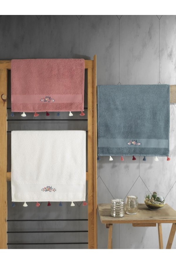 Cotton Box Fit V3 50x90 3'lü Havlu Seti Nar/Krem/Mavi