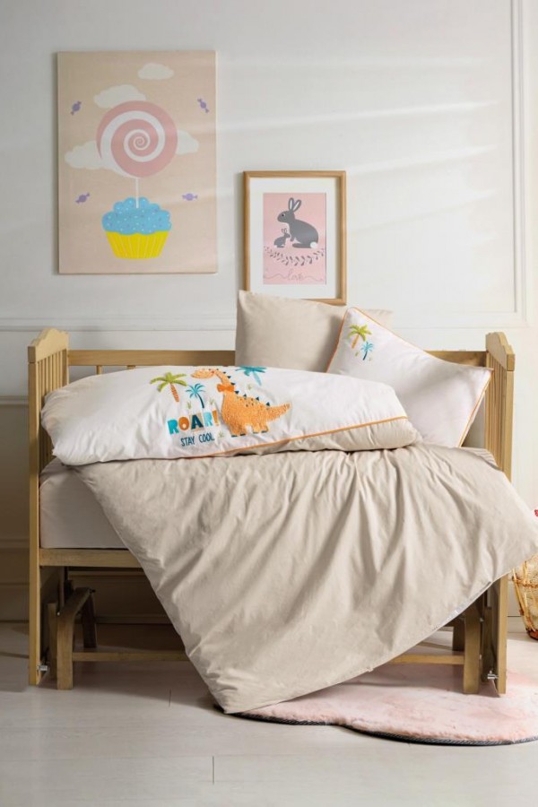 Cotton Box Punch Nakışlı Bebek Nevresim Takımı Kiddo Krem