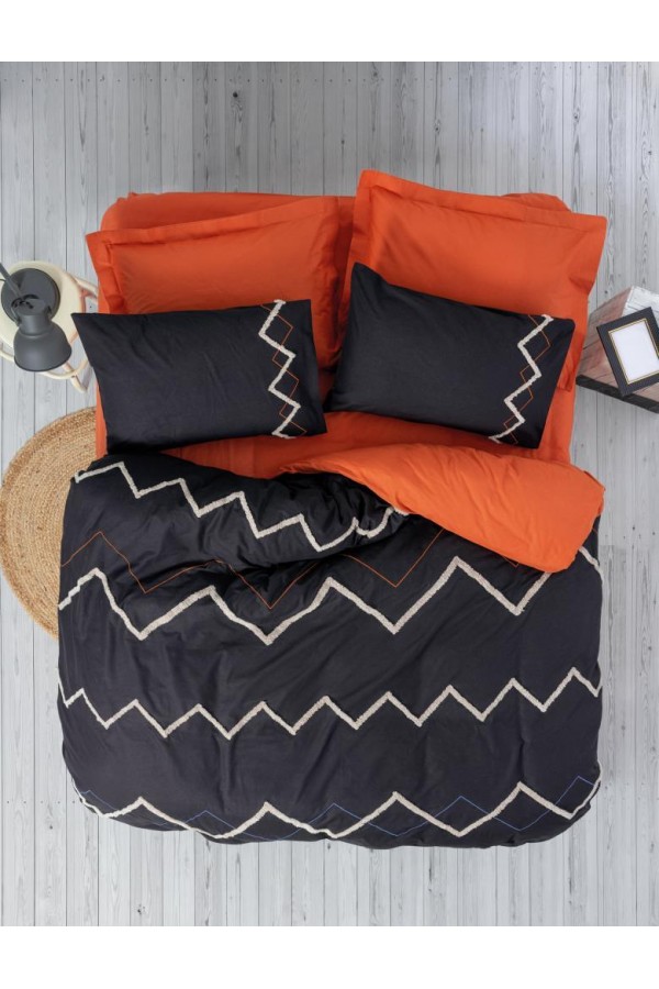 Cotton Box Puff Nakışlı Ranforce Çift Kişilik Nevresim Takımı Mirely Siyah Kiremit Cotton Box Puff Nakışlı Ranforce Çift Kişilik Nevresim Takımı Mirely Siyah Kiremit