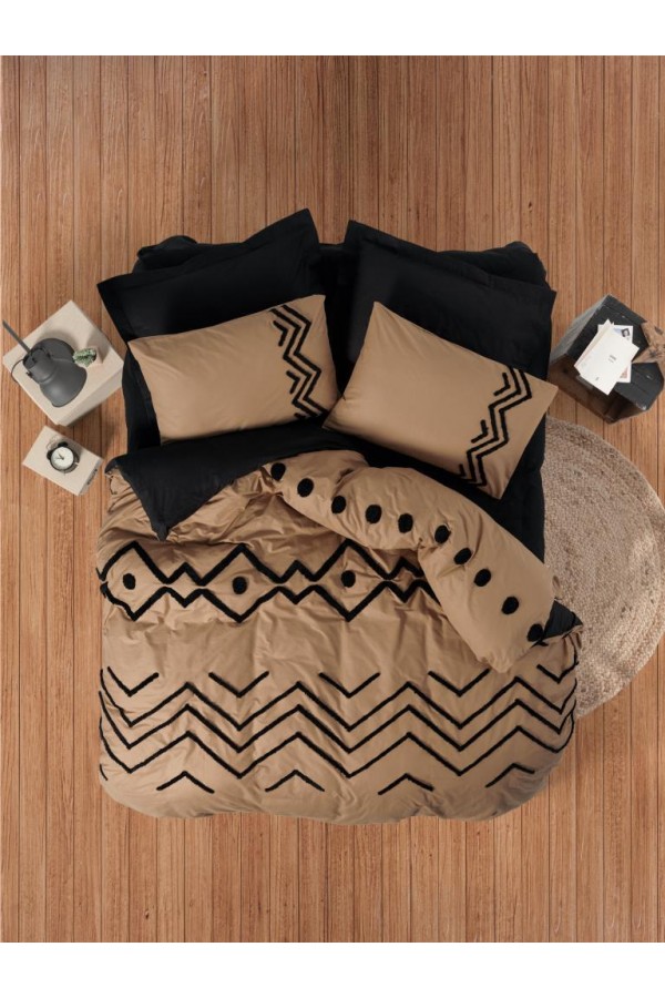 Cotton Box Puff Nakışlı Ranforce Çift Kişilik Nevresim Takımı Elio Bakır Siyah Cotton Box Puff Nakışlı Ranforce Çift Kişilik Nevresim Takımı Elio Bakır Siyah