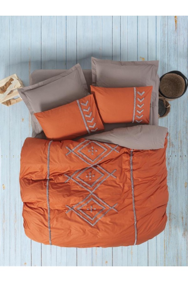 Cotton Box Puff Nakışlı Ranforce Çift Kişilik Nevresim Takımı Lia Kiremit Bej Cotton Box Puff Nakışlı Ranforce Çift Kişilik Nevresim Takımı Lia Kiremit Bej