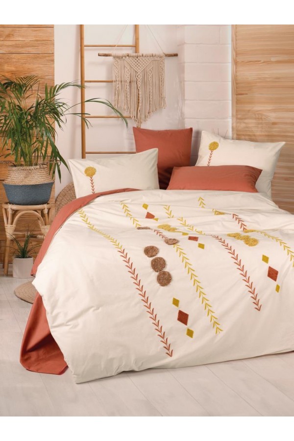 Cotton Box Puff Nakışlı Ranforce Çift Kişilik Nevresim Takımı Amaris Kiremit Cotton Box Puff Nakışlı Ranforce Çift Kişilik Nevresim Takımı Amaris Kiremit