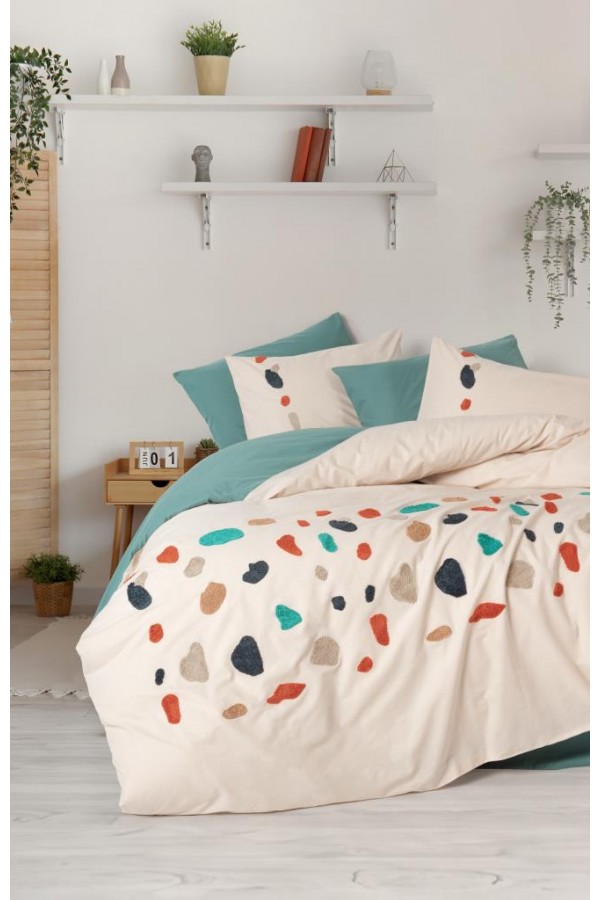 Cotton Box Puff Nakışlı Ranforce Çift Kişilik Nevresim Takımı Gaja Mint Cotton Box Puff Nakışlı Ranforce Çift Kişilik Nevresim Takımı Gaja Mint