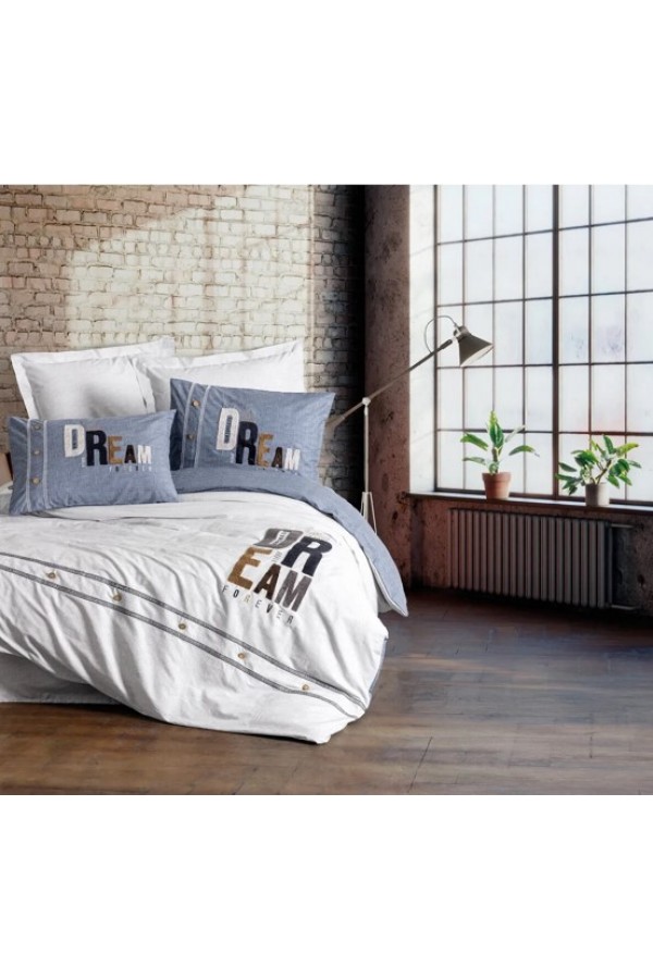 Cotton Box Mood Nakışlı Ranforce Tek Kişilik Nevresim Takımı Forever Gri 8680108071113