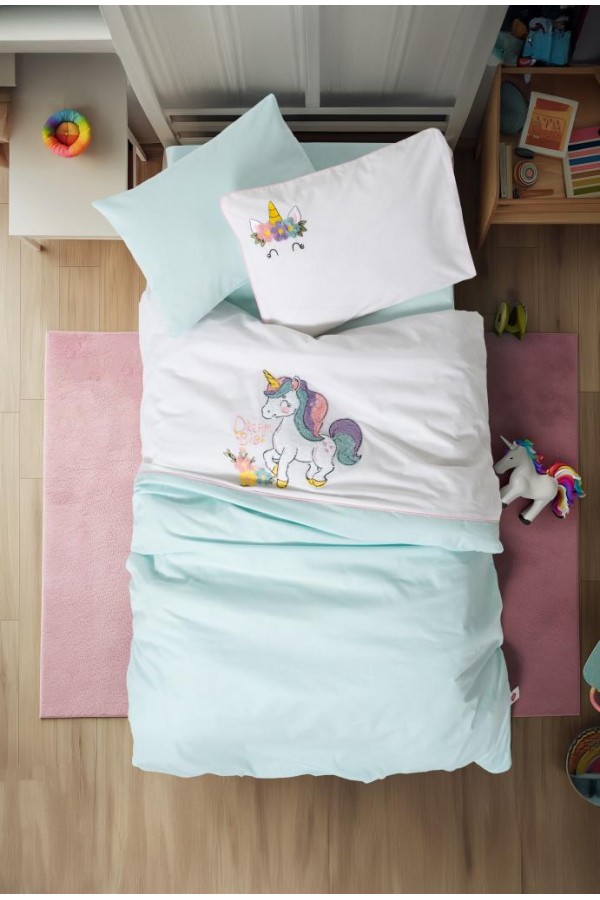 Cotton Box Punch Nakışlı Bebek Nevresim Takımı Doli Mint Cotton Box Punch Nakışlı Bebek Nevresim Takımı Doli Mint