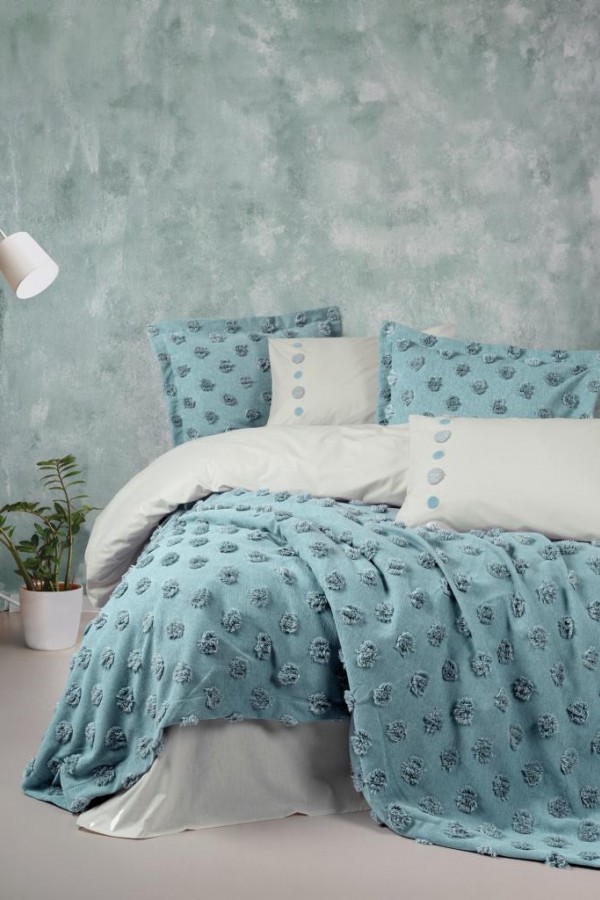 Cotton Box Ranforce Çift Kişilik Yatak Örtülü Nevresim Takımı Limi Aldo Mint