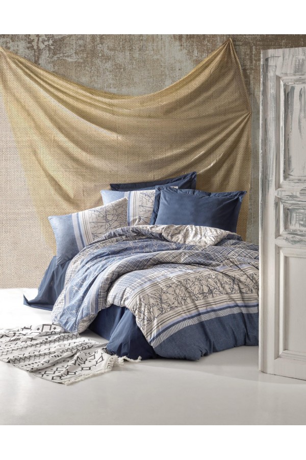 Cotton Box Toprak Serra Lacivert Çift Kişilik Nevresim Takımı