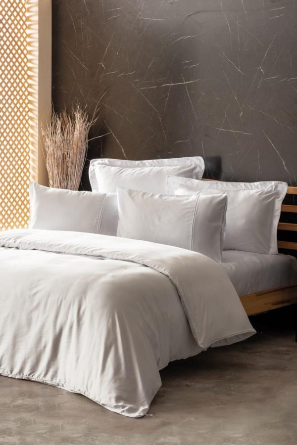 Cotton Box Silky İpek Çift Kişilik Nevresim Takımı Beyaz