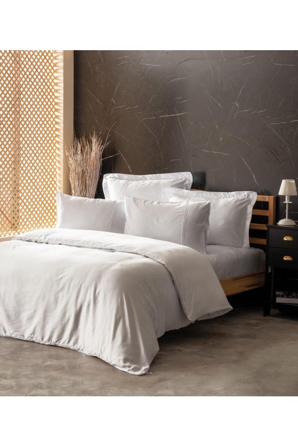 Cotton Box Silky İpek Çift Kişilik Nevresim Takımı Beyaz