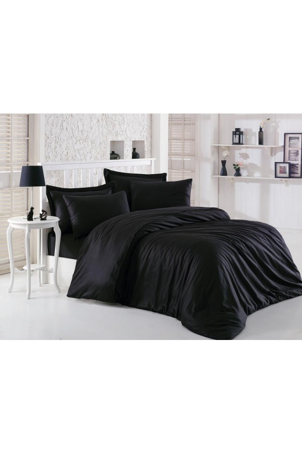 Cotton Box Elegant Siyah Çift Kişilik Saten Nevresim Takımı