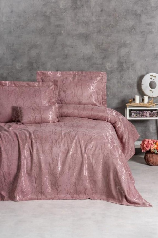 Cotton Box Smart Çift Kişilik Yatak Örtüsü Dalya Gül Kurusu