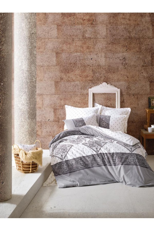 Cotton Box Tek Kişilik Bohem Nevresim Takımı Alope Gri